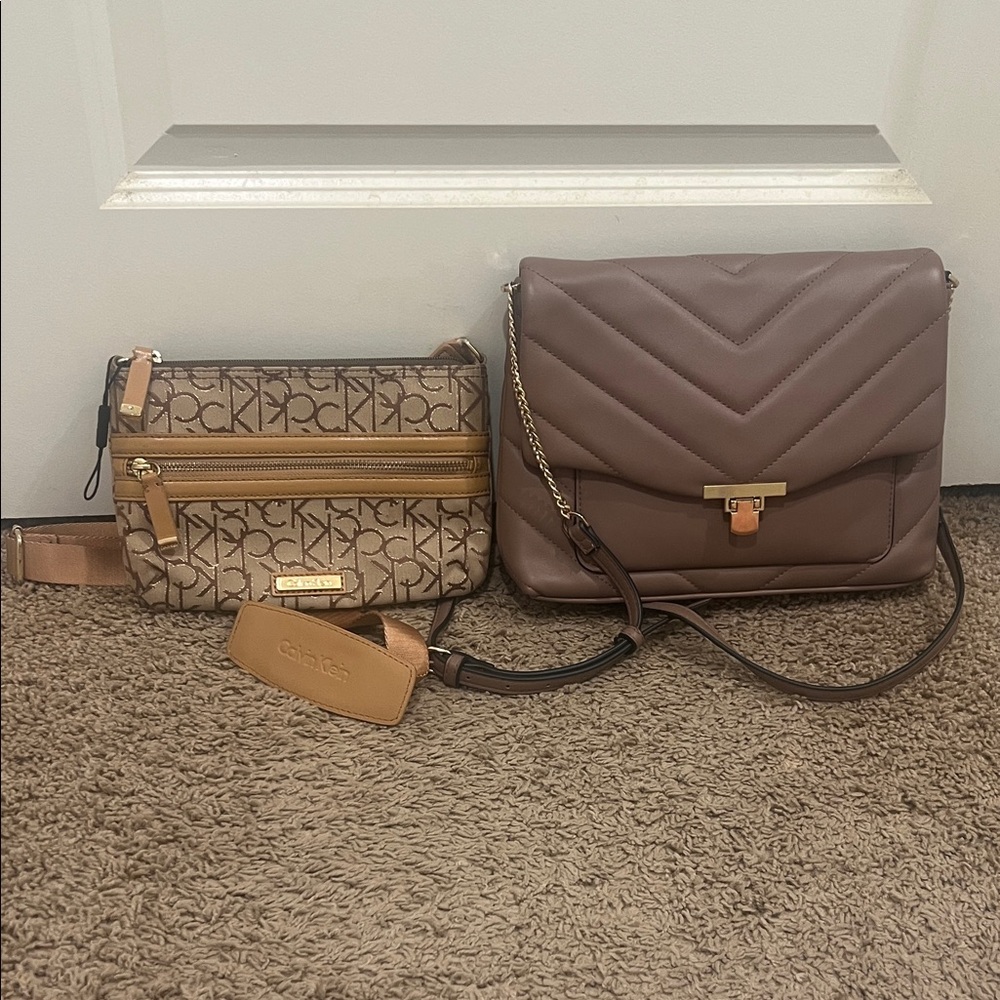 Calvin Klein Tan and Taupe Crossbody Bags